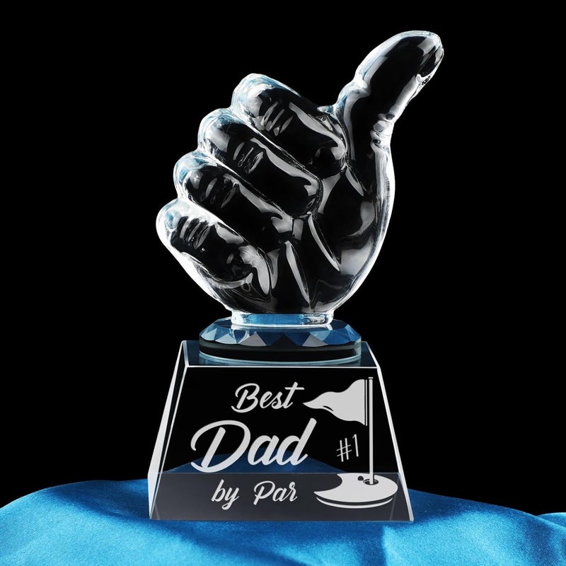 PRSTENLY Gifts for Dad from Daughter Son, Crystal Keepsakes Dad Gifts for Birthday Fathers Day Gifts Christmas, Personalized Engraved Crystal Decor Best Dad by Par Gifts for Men Golfers Daddy Papa - Image 1